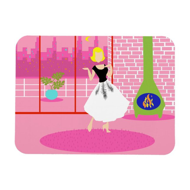 Retro i Rosa Flexible Magnet (Horisontell)