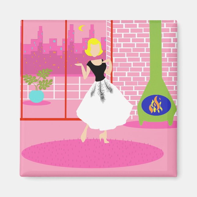 Retro i Rosa Magnet (Framsidan)
