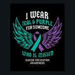Retro I Wear Teal &amp; Purple For Someone Who Is  Poster<br><div class="desc">Retro I Wear Teal & Purple For Someone Who Is Missed</div>