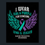 Retro I Wear Teal &amp; Purple For Someone Who Is  Poster<br><div class="desc">Retro I Wear Teal & Purple For Someone Who Is Missed</div>