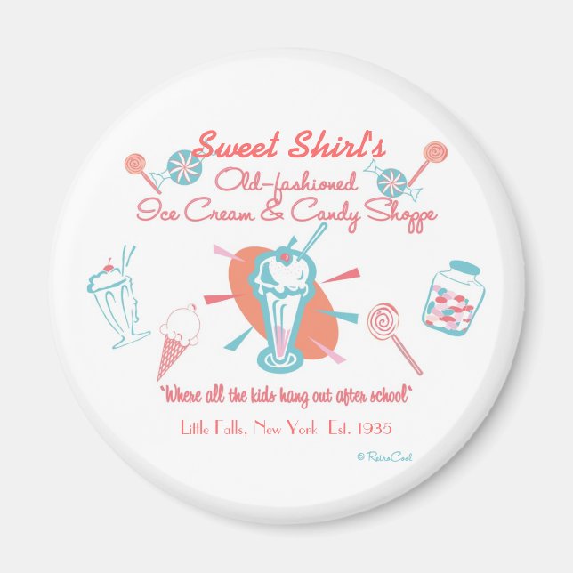 Retro Ice Cream & Candy Shoppe Magnet (Framsidan)