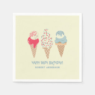 Retro Ice Cream Cone 90:e Birthday-Anpassningsbar Pappersservett