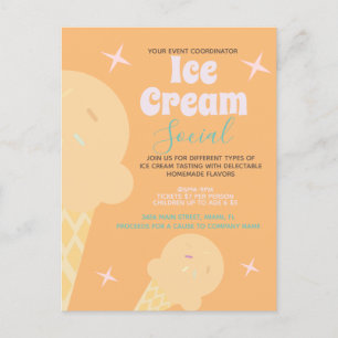 Retro Ice Cream Cone Social Flyer-inbjudan Vykort