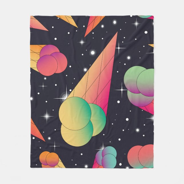 Retro Ice Cream, Cosmic Neon. Fleecefilt (Framsidan)
