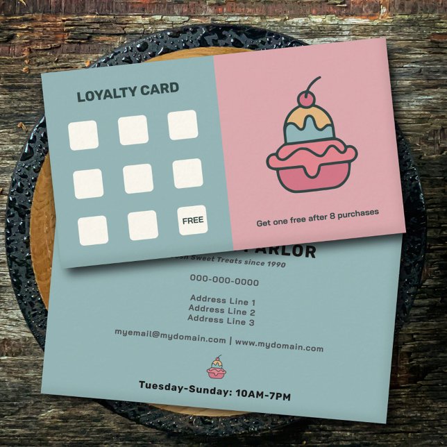 Retro Ice Cream-förmånskort Visitkort (Retro Ice Cream Loyalty Card)