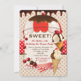 Retro Ice Cream Party-inbjudan Inbjudningar