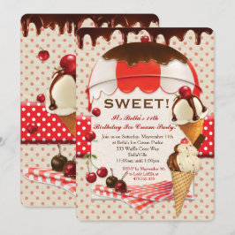 Retro Ice Cream Party-inbjudan Inbjudningar