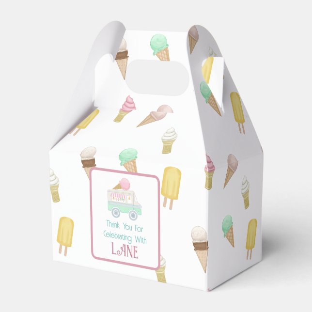 Retro Ice Cream Social Ice Cream Cones Favor Box Presentaskar (Framsidan Sidan)
