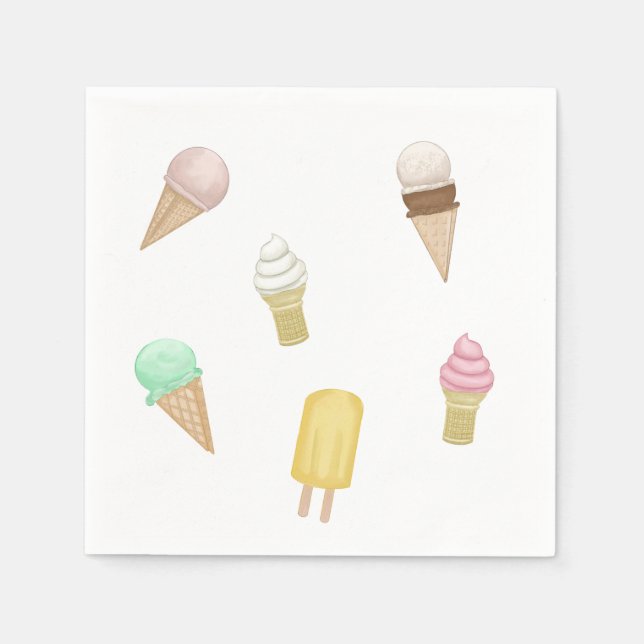 Retro Ice Cream Social Sweet Treats Pappersservett (Framsidan)