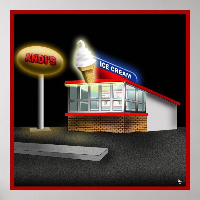 Retro Ice Cream-stativ Poster (Framsidan)