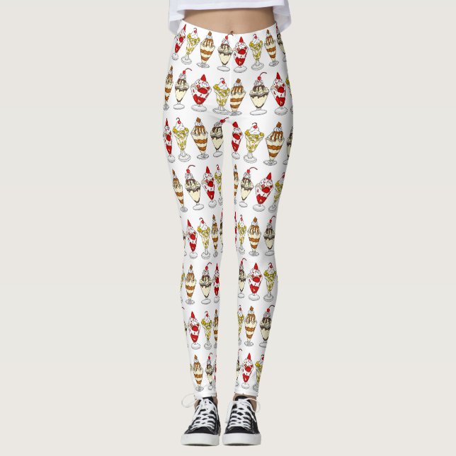 Retro Ice Cream Sundaes Leggings (Framsida)