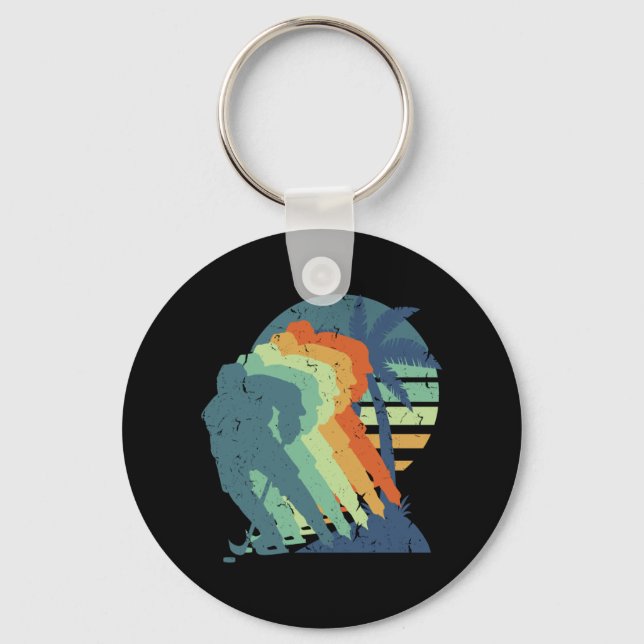 Retro Ice Hockey Game Player Ice Hockey Sportfanta Nyckelring (Framsida)