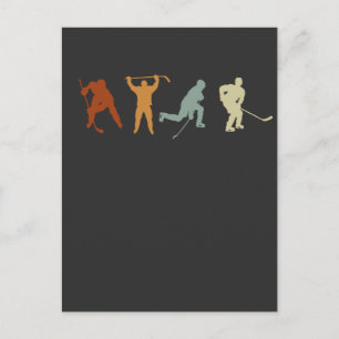 Retro Ice Hockey Player Center Defense Hockey Vykort