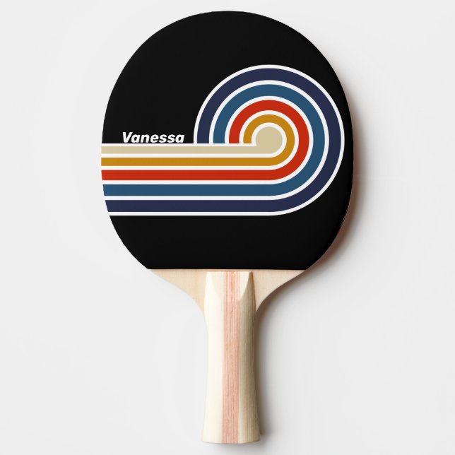 Retro Ice Rainbow Curl Ränder med Namn Pingisracket (Framsidan)