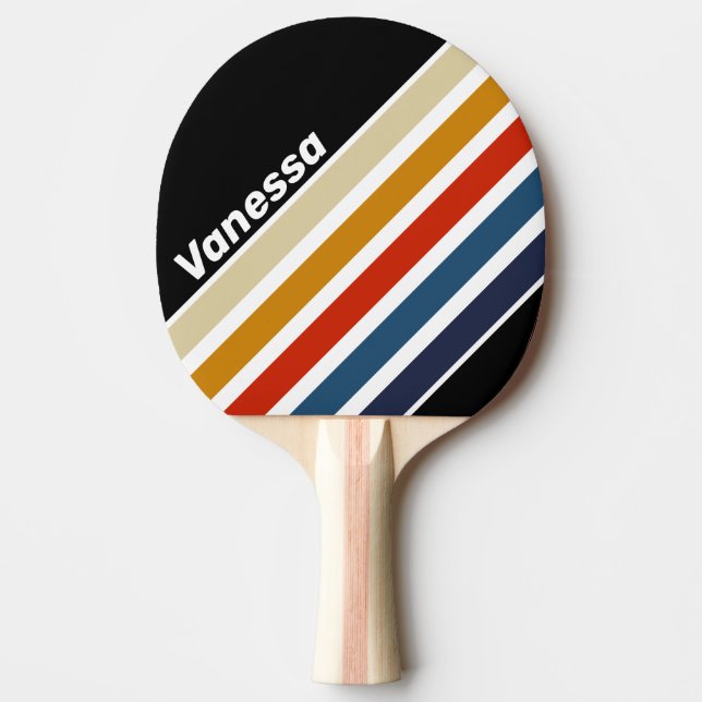 Retro Ice Rainbow Sneda Ränder med Namn Pingisracket (Framsidan)