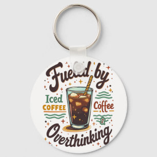 Retro Iced Coffee och överanalyserande Rolig Grafi Nyckelring