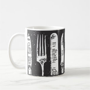 Retro Illustrated Cutlery Art Kaffemugg