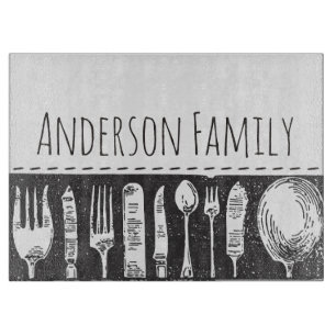 Retro Illustrated Cutlery Personlig Family