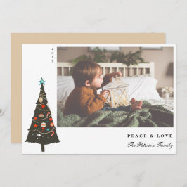 Retro Illustrated Julgran Modern Julkort