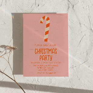 Retro Illustrated Rosa jul Candy Pub Party Inbjudningar