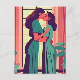 Retro-illustration av Lesbisk par Vykort