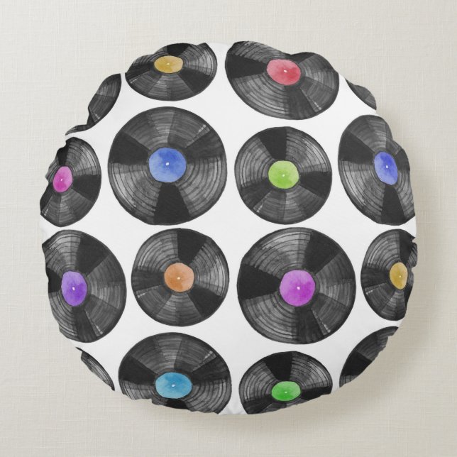 Retro Illustration av vinyl LP-poster Rund Kudde (Framsidan)
