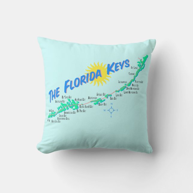 Retro illustration för Florida nyckelkarta Kudde (Framsida)