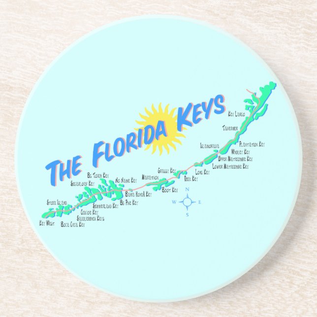 Retro illustration för Florida nyckelkarta Underlägg Sandsten (Framsidan)