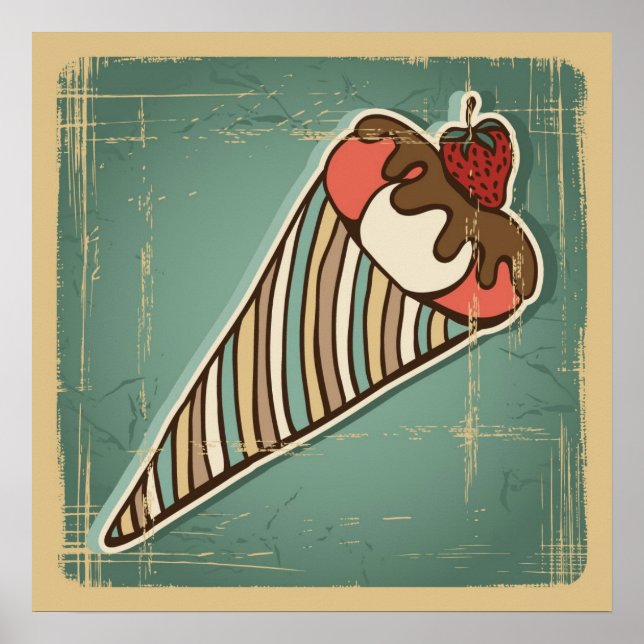 Retro Illustration of Ice Cream Poster (Framsidan)