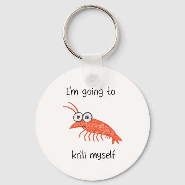 Retro Im Going To Krill Myself Shrimp Funny Ocean  Nyckelring (Framsida)