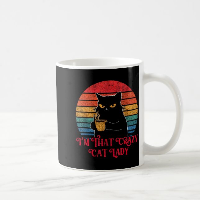Retro I'm That Crazy Cat Lady Cat Lover Quote Funn Kaffemugg (Höger)