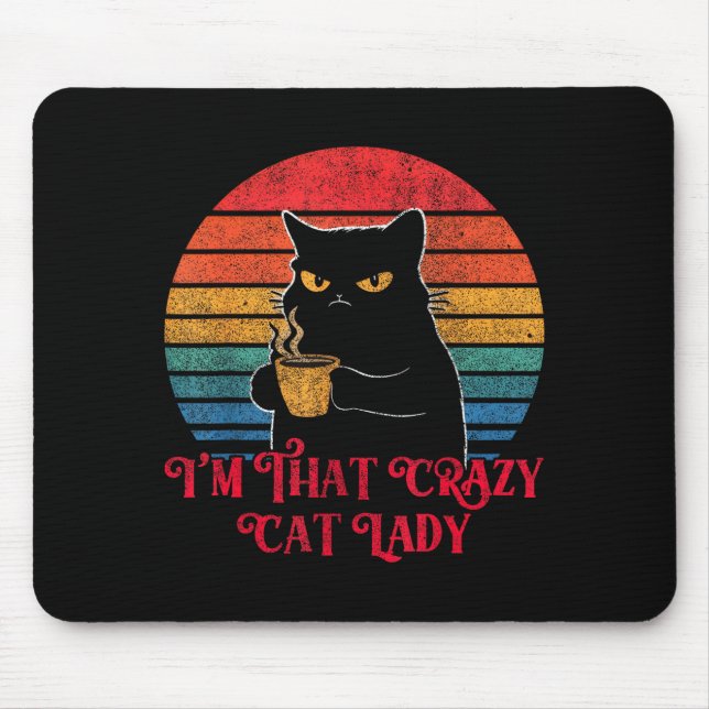 Retro I'm That Crazy Cat Lady Cat Lover Quote Funn Musmatta (Framsidan)