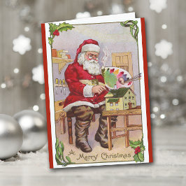 Retro Image Santa Painting Dollhouse jul Helgkort