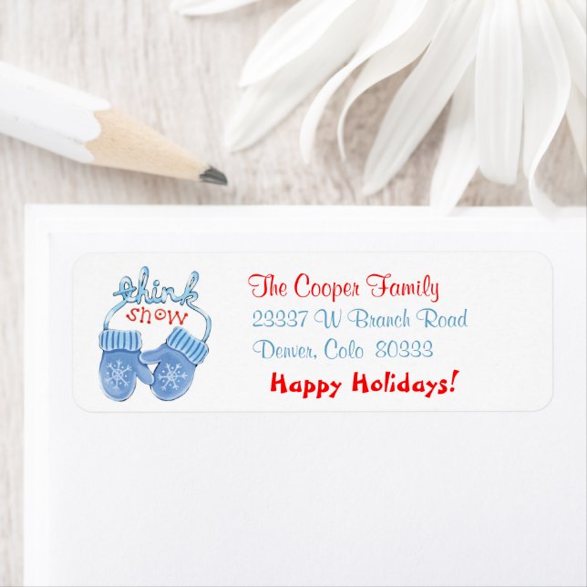 Retro Image Snö Mittens Returadress Returadress Etikett (Insitu)