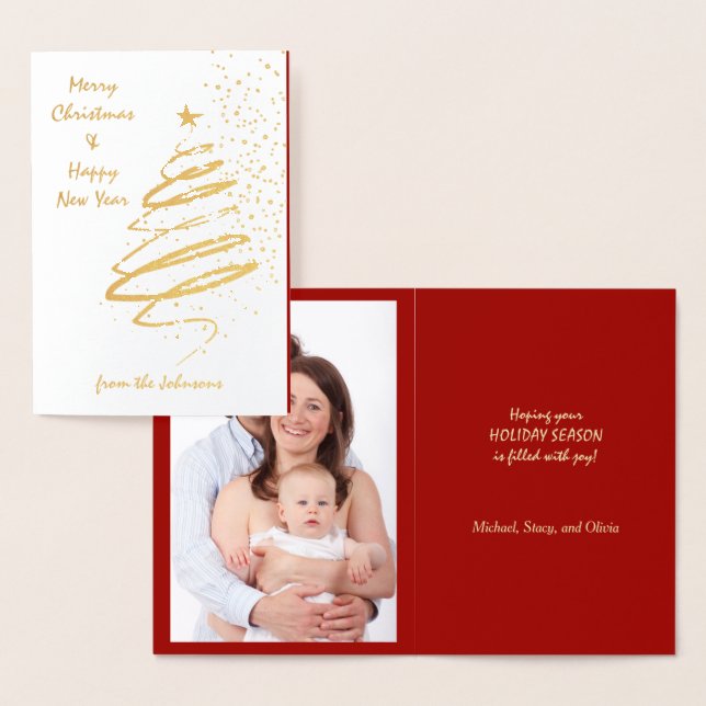 Retro Image Träd-fotomall - jul för fotopatall Folierat Kort (Display)