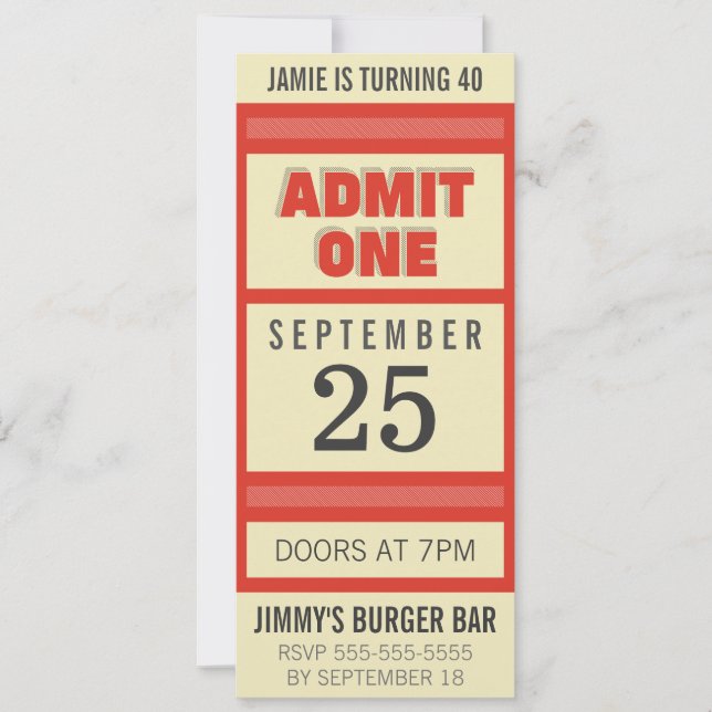 Retro inbjudan för födelsedagsfesthändelsebiljett (Framsida)