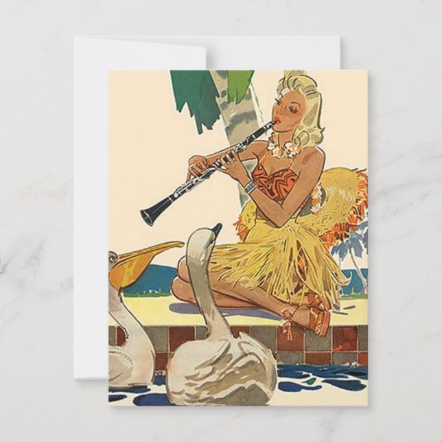 Retro inbjudan för kjol för gräs för party för (Framsida)