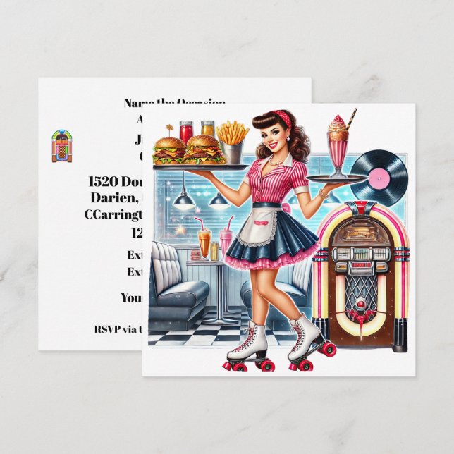 Retro-inbjudan Inbjudningar (Fram/baksida)