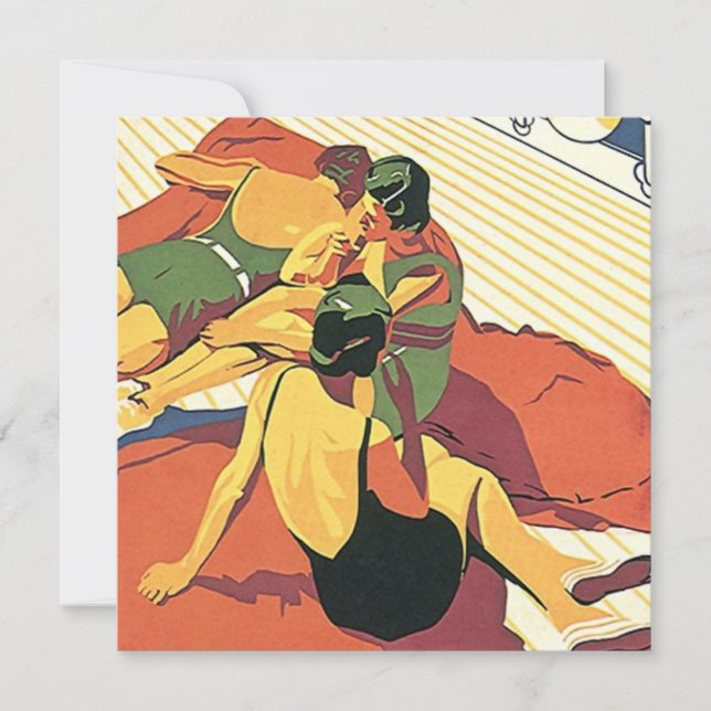 Retro-inbjudan, sommarhus ~ Beach ~ Bassäng Party Inbjudningar (Framsida)