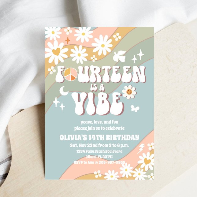 Retro inbjudan till 14-årsfest (Skapare uppladdad)