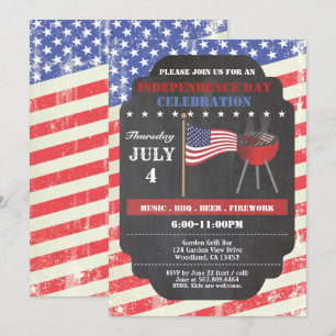 Retro Independence day, inbjudan. 4 juli Inbjudningar