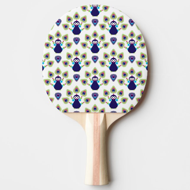 retro india exotisk påfågel pingisracket (Framsidan)