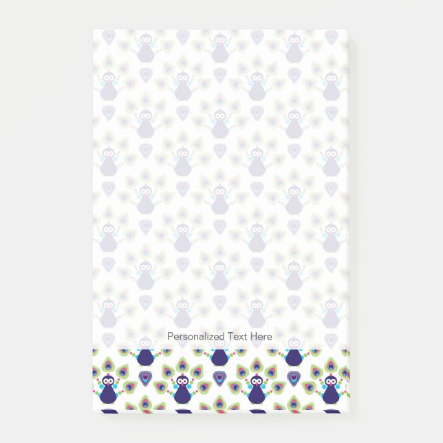 retro india exotisk påfågel post-it block (Framsida)