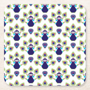 retro india exotisk påfågel underlägg papper kvadrat