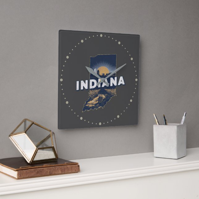 Retro Indiana Scenia Silhouette Fyrkantig Klocka (Kontor)