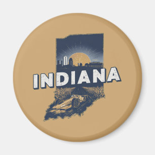 Retro Indiana Scenia Silhouette Magnet