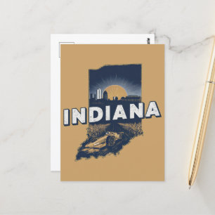 Retro Indiana Scenia Silhouette Vykort