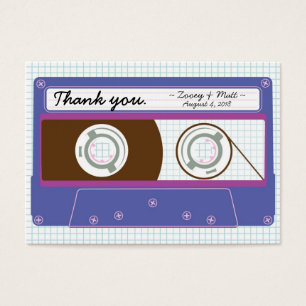 Retro Indie Mixtape Bröllop (Lila/blått) Visitkort