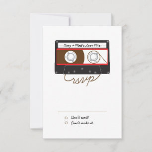 Retro Indie Mixtape Bröllop Red, Black & White OSA Kort