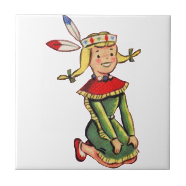 Retro indisk Princess Kostymera Kakelplatta (Framsidan)